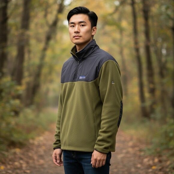 Nautica Competition Pullover Mens XL Green Black Fleece 1/4 Zip Jacket Outdoors - Picture 12 of 12